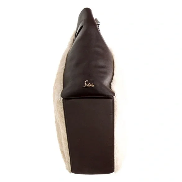 Christian Louboutin Brown and Cream Shearling Shoulder Bag - Picture 4 of 15
